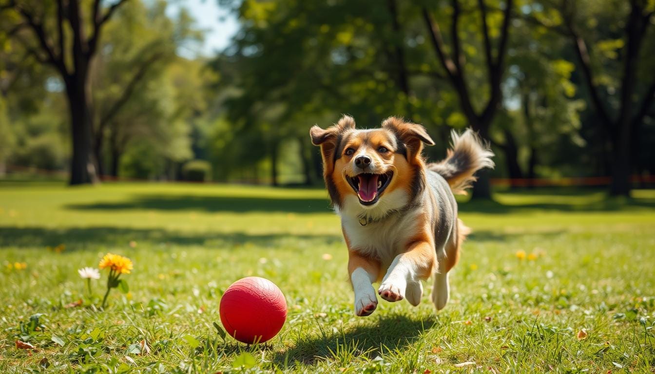 Dog fetch training, playful dogs, pet exercise